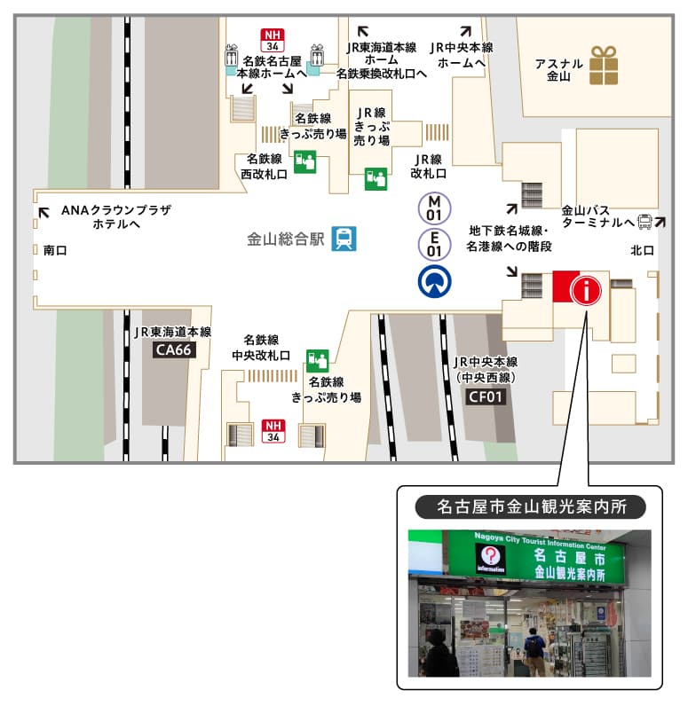 JR・名古屋市営地下鉄 金山総合駅1階北口