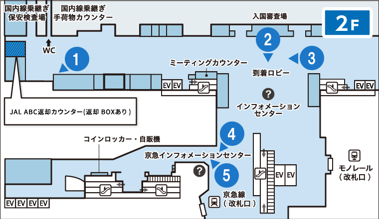 第3ターミナルビル2階 JAL ABCカウンター マップ
