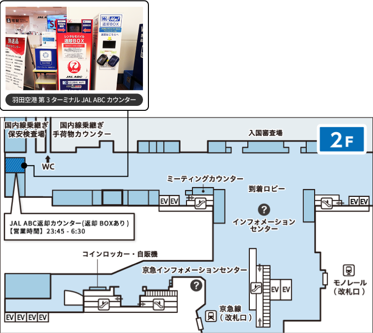 羽田空港 第3ターミナル 2階 JAL ABC カウンター