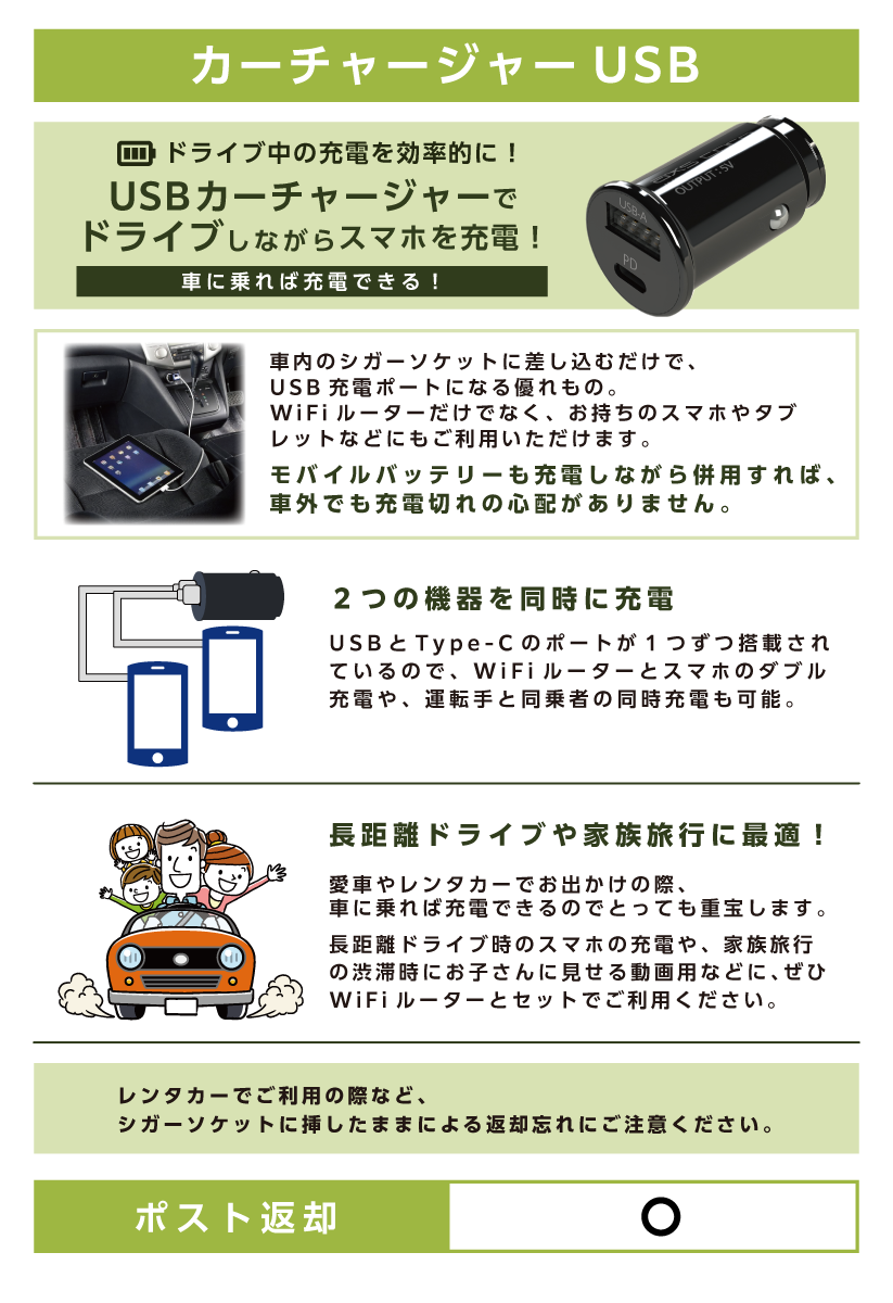 カーチャージャーUSB詳細画像