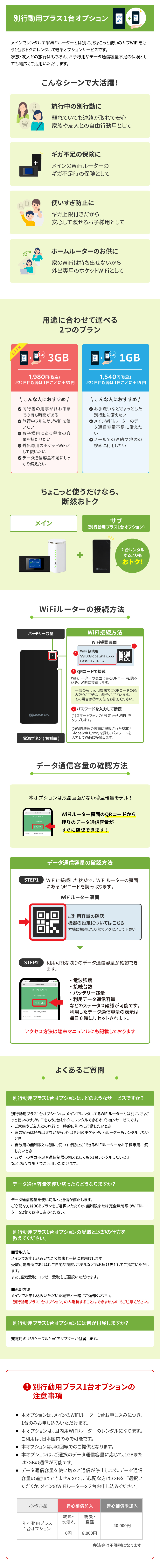 別行動用プラス1台オプション月間1GB詳細画像