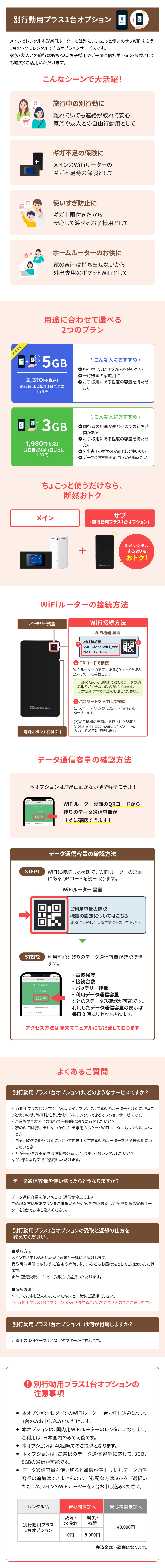 別行動用プラス1台オプション月間3GB詳細画像